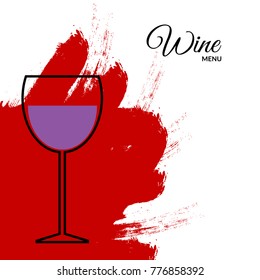 Wine menu red paint card design eps 10 vector