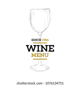 Wine menu template with image glass of wine on light background.