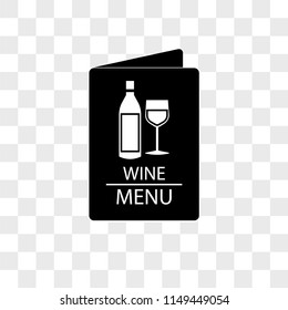 Wine menu vector icon on transparent background, Wine menu icon