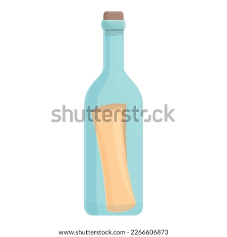 Wine message bottle icon cartoon vector. Water sea. Cork glass