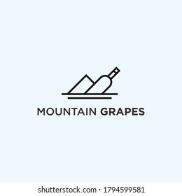 logo de la montaña de botellas. logotipo de vino