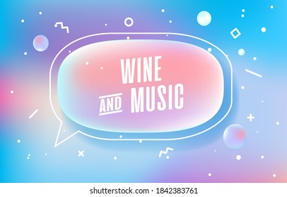 WINE AND MUSIC in design banner. vector template for web, print, presentation . Simple banner with minimal phrase. Trendy flat geometric print. Creative vector stock decoration.