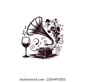 ilustración vectorial del logotipo de la música del vino