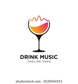 wine music party bar logo illustration vector icon
