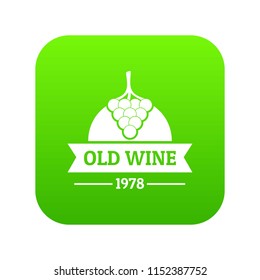 Wine natural icon green vector isolated on white background