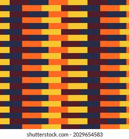Wine , navy blue, orange, sunflower brick wall background. Vector seamless pattern.