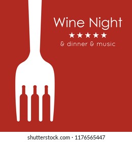 Wine night event cover with modern style text and custom fork.