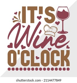 Its Wine OClock Printable Vector Illustration