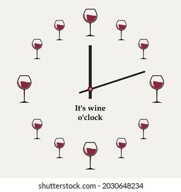 wine o'clock vector design funny print