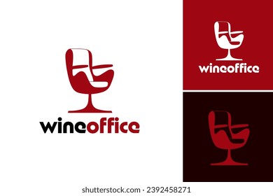 Wine Office Logo Design. A stylish red chair with a white seat, perfect for creating a modern and sophisticated office workspace.