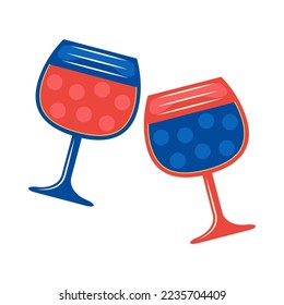 wine on glass in vector illustration