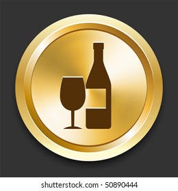 Wine on Golden Internet Button Ilustración original