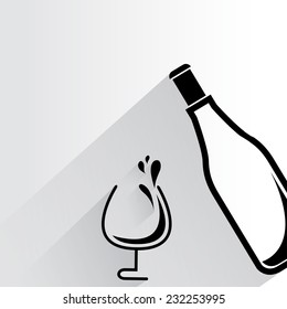 wine on white background, flat and shadow theme