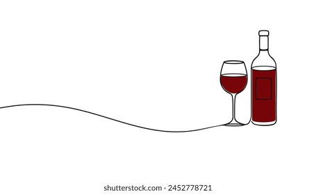 Wine one line drawing sketch