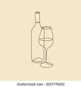 Wine one line drawing vector