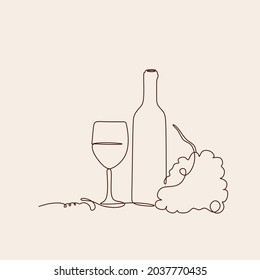 Wine one line drawing vector