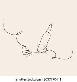 Wine one line drawing vector