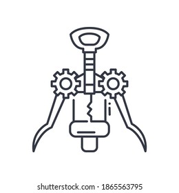 Wine opener concept icon, linear isolated illustration, thin line vector, web design sign, outline concept symbol with editable stroke on white background.