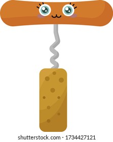 Abridor de vino, ilustración, vector sobre fondo blanco