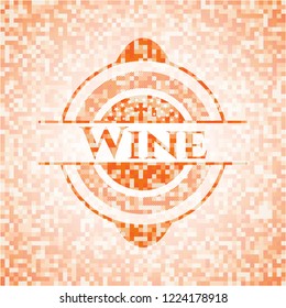 Wine orange tile background illustration. Square geometric mosaic seamless pattern with emblem inside.