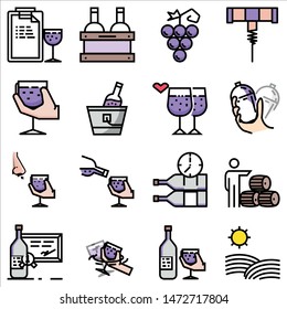 Wine outline icons set, Editable Stroke, vector illustration symbol