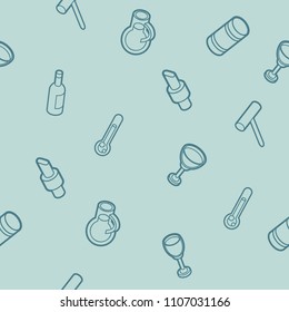 Wine outline isometric pattern. Vector illustration, EPS 10