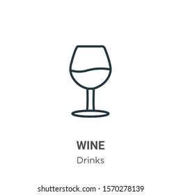 Wine outline vector icon. Thin line black wine icon, flat vector simple element illustration from editable drinks concept isolated on white background
