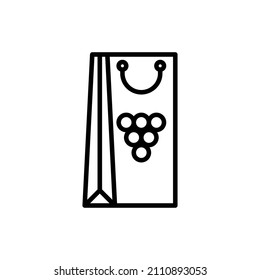Empaquetado de vino con un icono de línea delgada de uvas. Ilustración vectorial moderna.