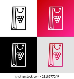 Wine packaging with grapes thin line icon. Modern vector illustration.