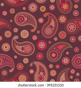 Wine Paisley Seamless Vector Pattern