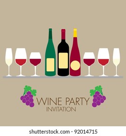 wine party invitation with simple graphic style