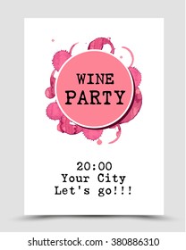 wine party poster with rings, pink concept