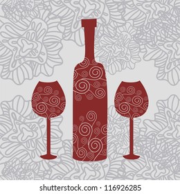 Wine pattern background vector illustration