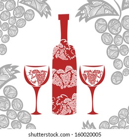 Wine pattern background vector illustration