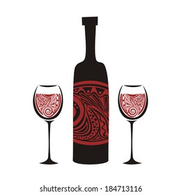 Wine pattern vector illustration