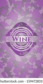 Wine pink camouflaged emblem. Vector Illustration. Detailed.