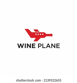 wine plane logo design icon vector illustration