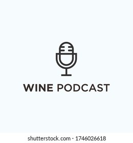 wine podcast logo design vector illustration
