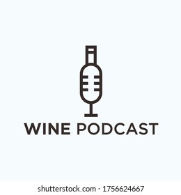 logotipo del podcast de vino. icono de botella