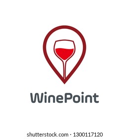 wine point logo vector design template. consisting of a wine glass icon with pointer icon. wine location. wine store. 