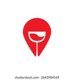 wine point logo vector design template. consisting of a wine glass icon with pointer icon. wine location. wine store.