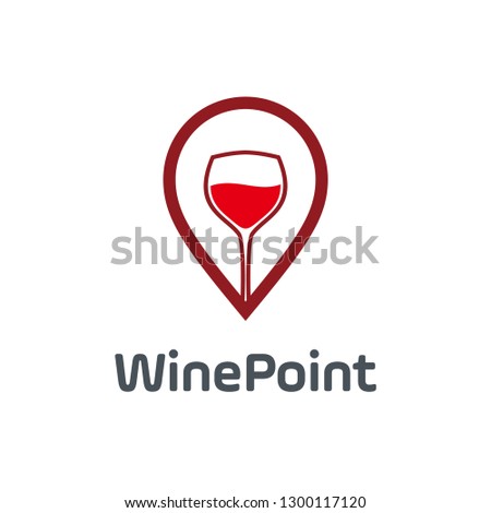wine point logo vector design template. consisting of a wine glass icon with pointer icon. wine location. wine store. 