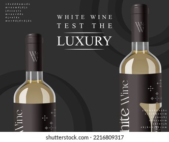 Weinpostervorlage, Vektorgrafik mit schwarzem Hintergrund.