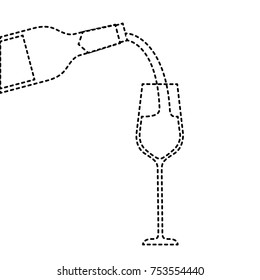 wine pouring from bottle in wine glass vector illustration