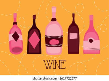 wine premium quality poster with bottles vector illustration design