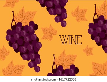 wine premium quality poster with grapes vector illustration design