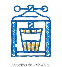 wine press manufacturing equipment doodle icon sketch vector. wine press manufacturing equipment sign. isolated symbol illustration