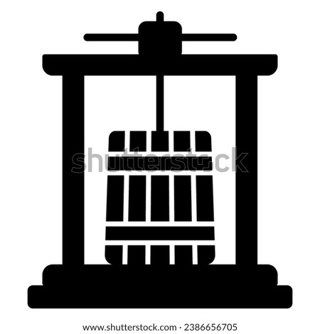 Wine press solid icon, Wine festival concept, winery equipment sign on white background, Traditional wooden press for grapes icon in glyph style for mobile and web design. Vector graphics