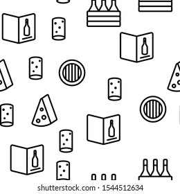 Wine Product Vector Seamless Pattern Thin Line Illustration