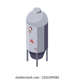 Wine production isometric icon with factory equipment on white background 3d vector illustration